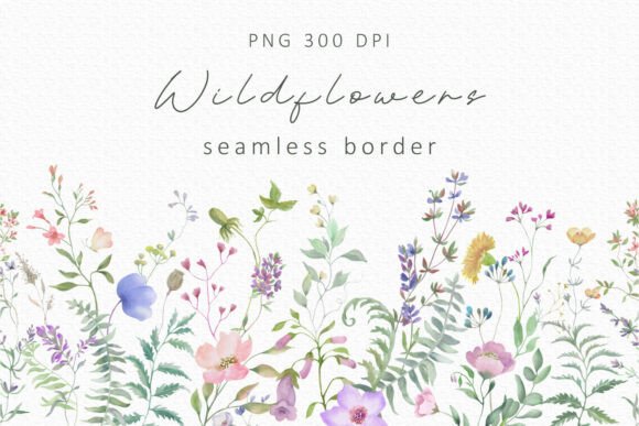Download Watercolor Wildflower Seamless Border - Border Collection