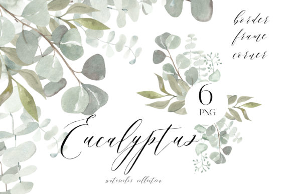 Download Eucalyptus Frame Png, Watercolor Leaves - Premium Bundle
