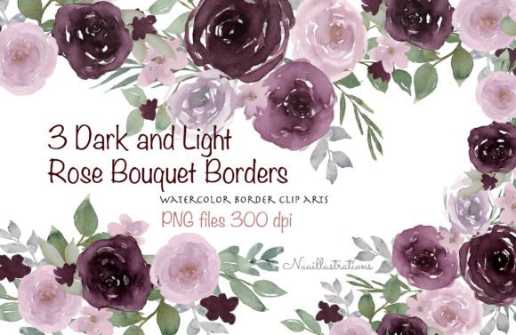 Download 3 Rose Bouquet Borders - Border Collection